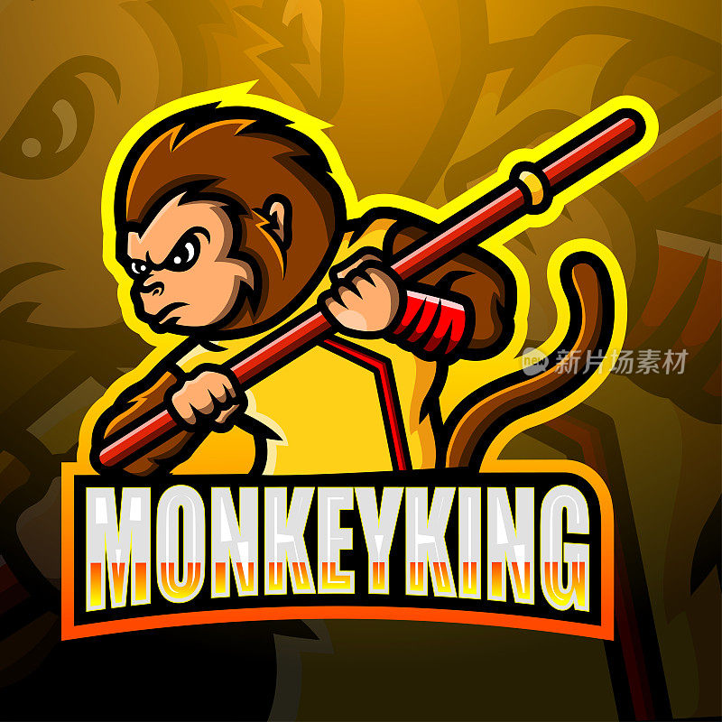 Monkey king mascot esport emblem design
